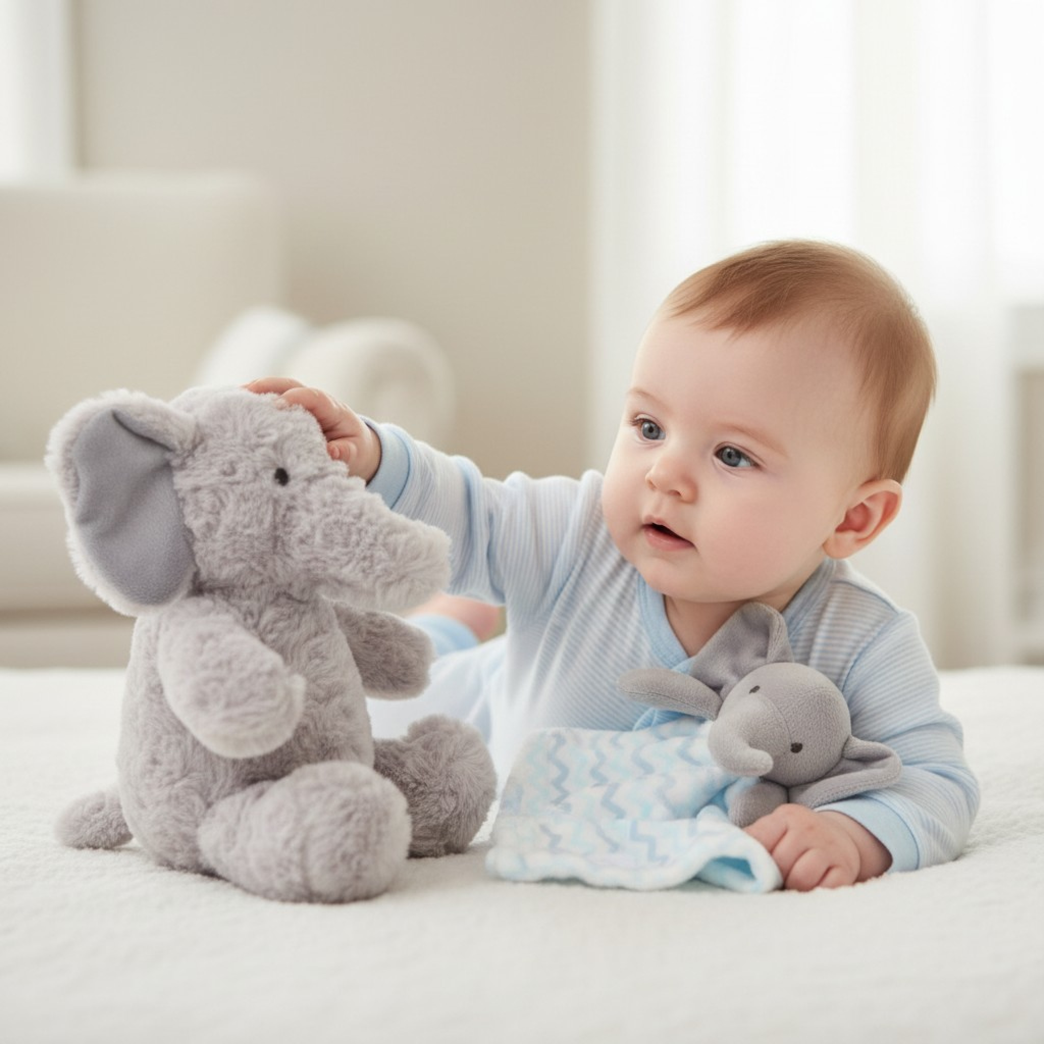 Sky Blue Elephant Soft Toy & Comforter Set – by Snuggle Tots
