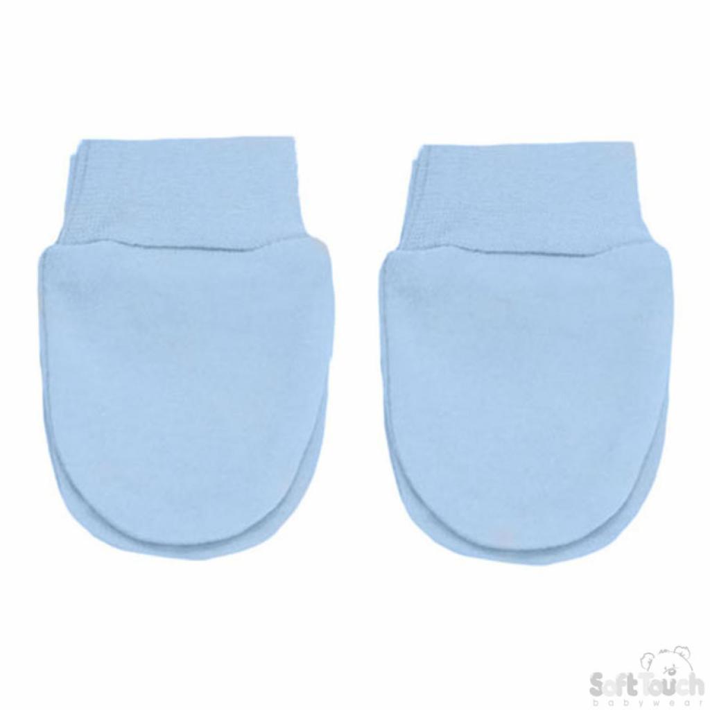 Sky Blue Cotton Baby Scratch Mitts – by Soft Touch