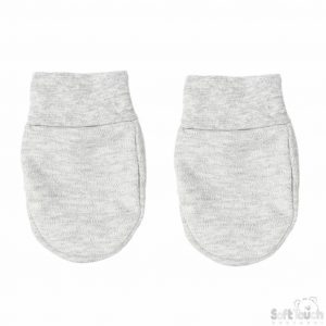 Grey Cotton Baby Scratch Mitts – by Soft Touch