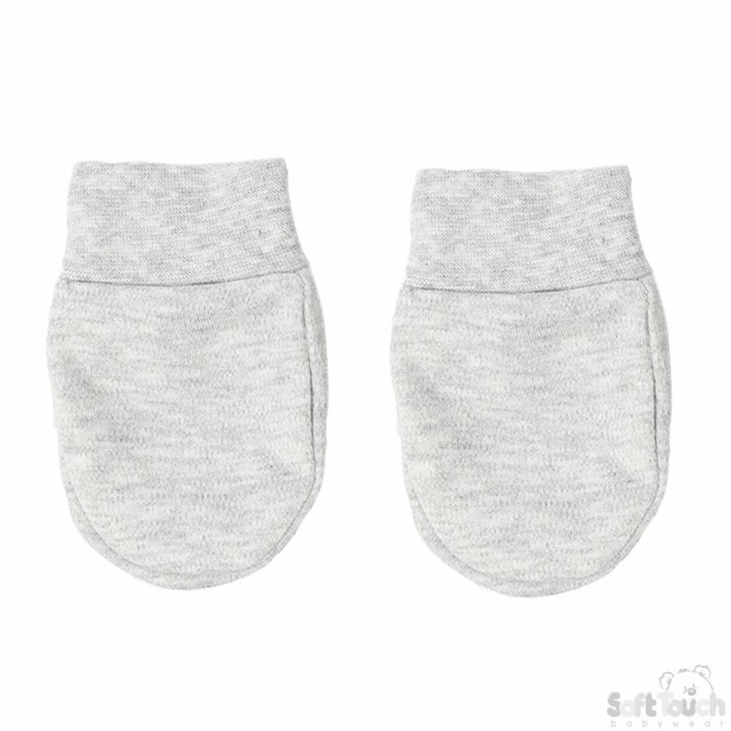 Grey Cotton Baby Scratch Mitts – by Soft Touch