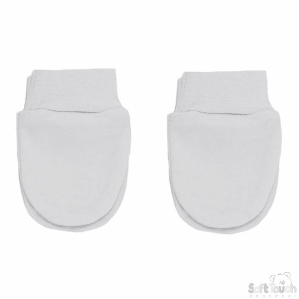 White Cotton Baby Scratch Mitts – by Soft Touch