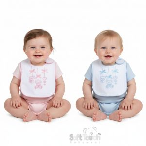 Teddy Bear Embroidered Cotton Baby Bib – by Soft Touch