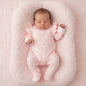 Pink & White Smocked Bows & Elephant All In One – by Tiny Chick (3–8 lbs)