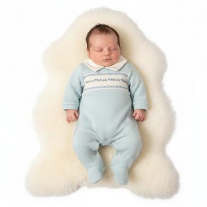 Sky Blue & White Smocked "Prince" Quilted All In One – by Tiny Chick (3–8 lbs)