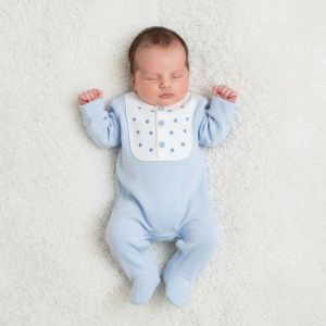 Sky Blue "Stars" All In One – by Tiny Chick (3–8 lbs)