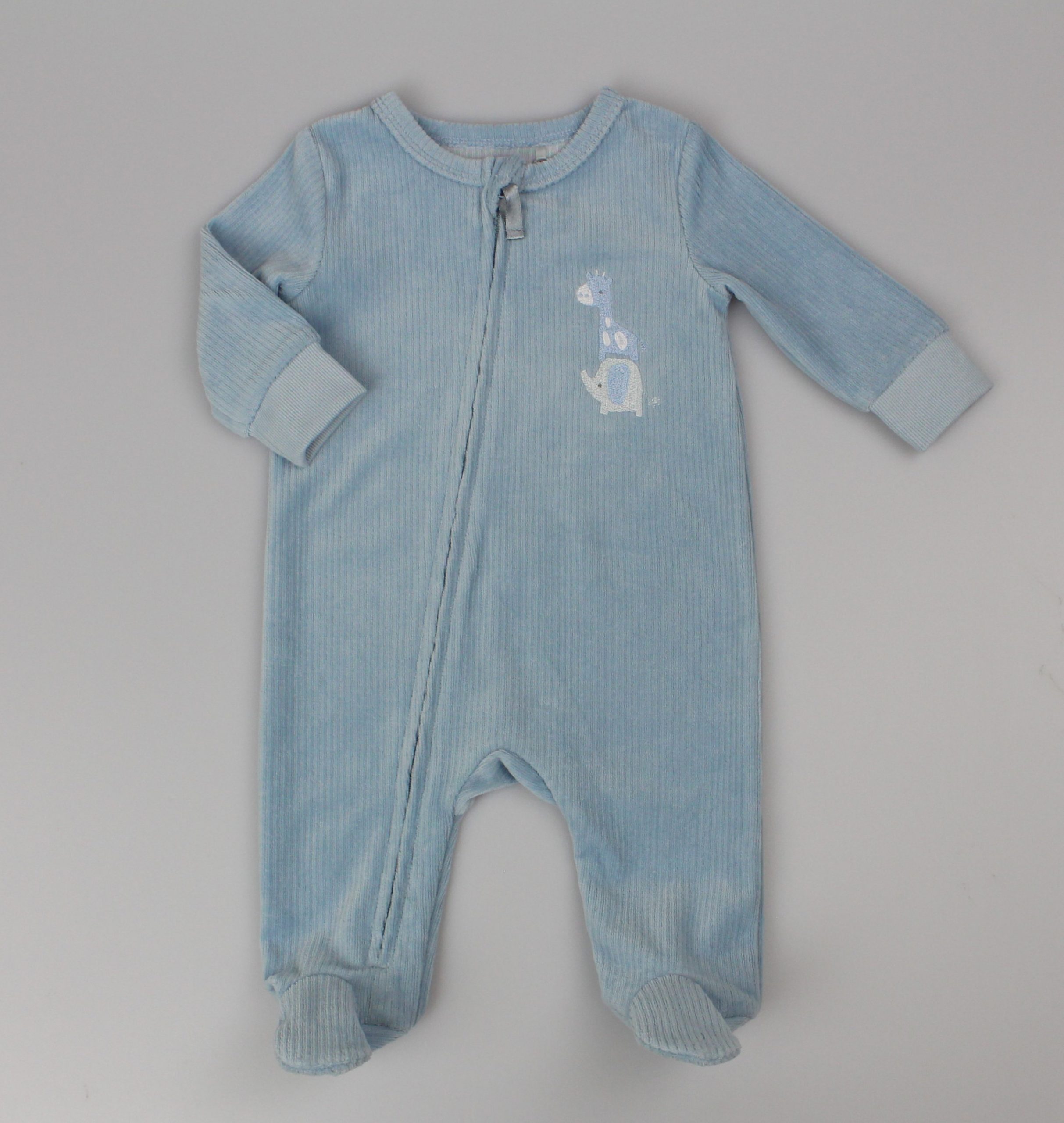 Dusky Blue Zipped Velour "Safari" All In One – by Watch Me Grow (0–6 Months) - Image 2