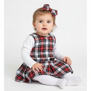 Red Tartan Pinafore Dress & Top Set – by Watch Me Grow (12–24 Months)