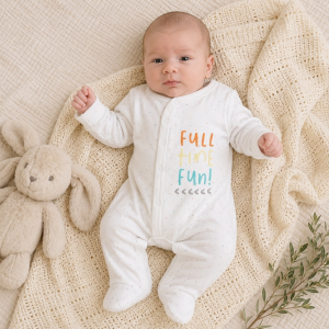 Baby "Full Time Fun" All In One Sleepsuit – (Newborn –3 Months)