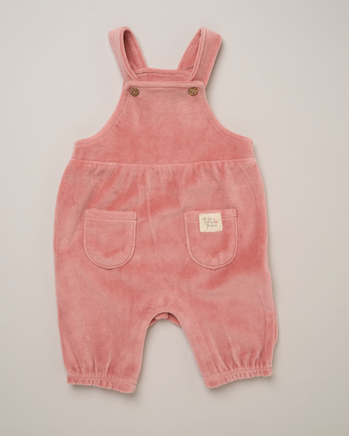Rose Pink Velour Scalloped Floral Dungaree & Bodysuit Set – by Rock A Bye Boutique (3–9 Months) - Image 5