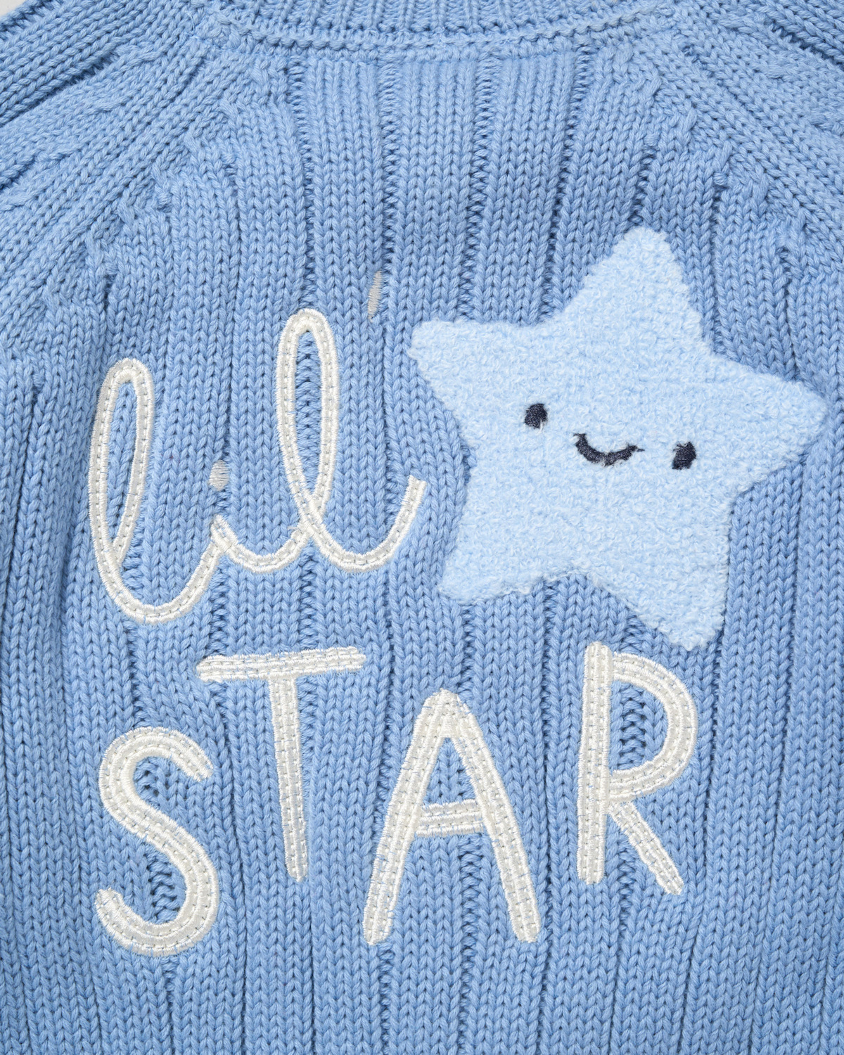 Blue “Lil Star” Cotton Knitted Cardigan – by Rock A Bye Boutique (0–12 Months) - Image 4