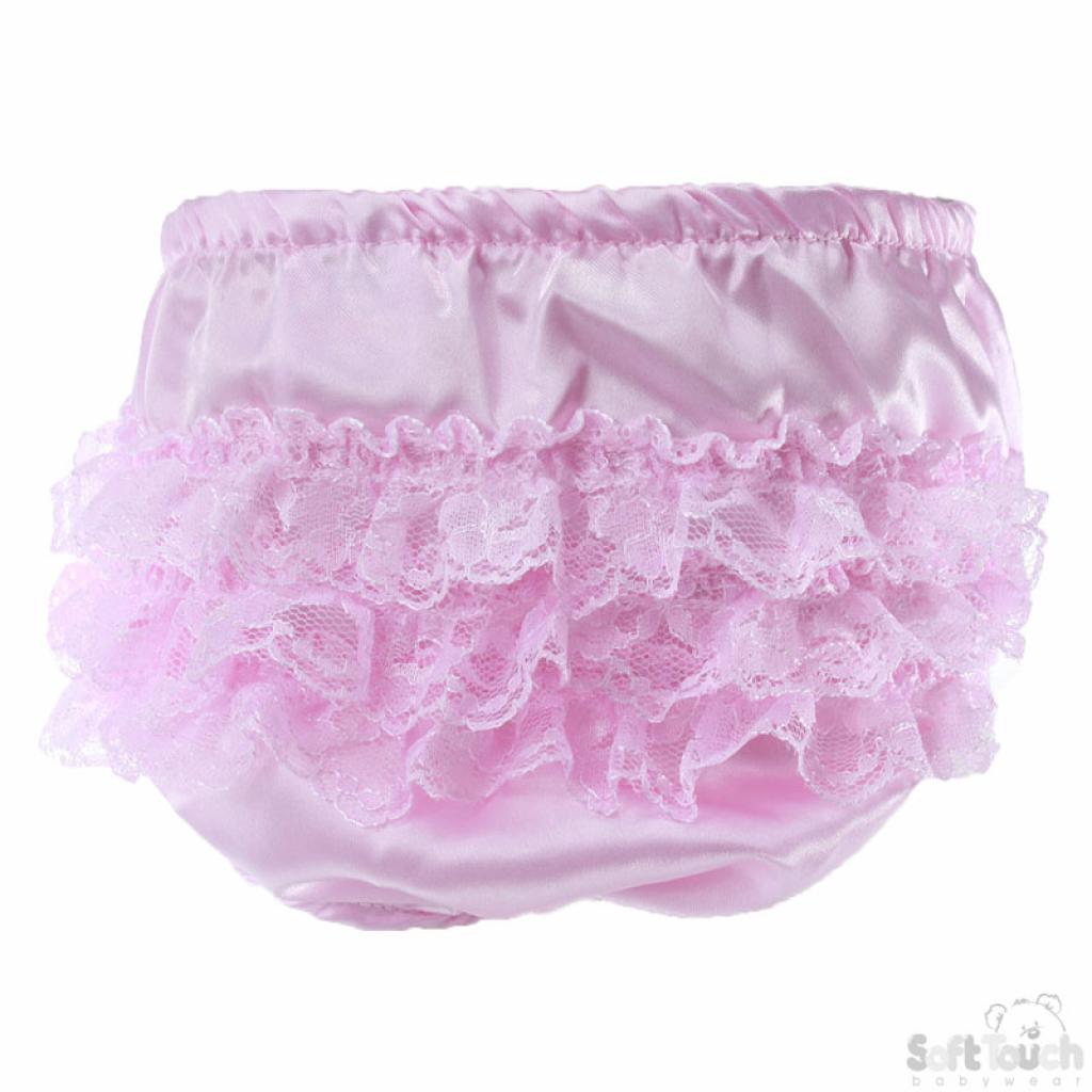 Pink Satin Frilly Baby Pants – by Soft Touch (0–12 Months) - Image 3
